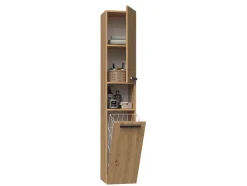 Topeshop HORTI - Meuble salle de bain avec panier à linge - 31x30x174cm - Colonne rangement SDB