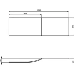 Ideal Standard Tablier baignoire frontal 1700 mm asymétrique Connect Air blanc