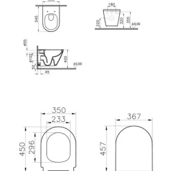 Vitra Integra WC sans bride + Abattant avec frein de chute en Duroplast, Noir mat (7041-083-6285)