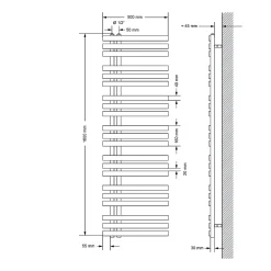 Luxebath Iron EM Design Radiateur Sèche-Serviettes - 500 x 1600 mm - Anthracite - Chauffage Moderne -Radiateur* Sèche-Serviettes Mixte