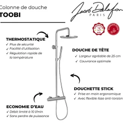 Jacob Delafon - Colonne douche thermostatique Toobi douchette 1 jet chrome* Colonne De Douche Thermostatique