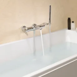 Jacob Delafon - Ensemble Mitigeur Bain Douche mécanique mural ALEO + avec douchette et flexible Awaken