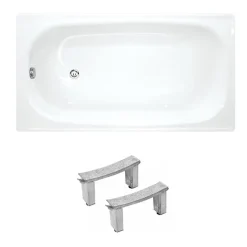 Jika (Groupe Roca) Riga 130x70 cm baignoire gain de place 150 L en acier émaillé avec pieds, gauche et droite, blanc (3403-SET)* Baignoire Droite