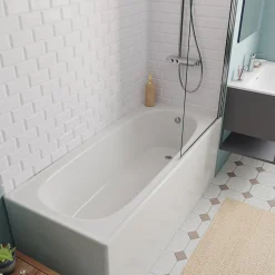 Jika (Groupe Roca) 160x70 cm Ensemble baignoire Riga universelle + Pare baignoire pivotant chrome + pieds (3406-SETP)