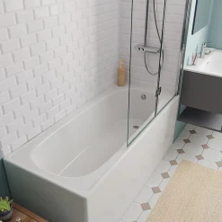 Jika (Groupe Roca) 160x70 cm Ensemble baignoire Riga universelle + Pare baignoire pliable, 2 volets chrome + pieds (3406-SETP)* Baignoire Droite