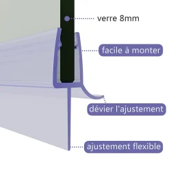 Sirhona Joint de porte de douche 900mm pour paroi en verre de 8mm* Paroi De Douche