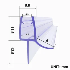 Sirhona Joint de porte de douche 800mm pour paroi en verre de 6mm