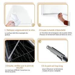 Sirhona Joint de porte de douche 1000mm pour paroi en verre de 6mm ou 7mm