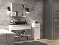 Autres JOKKE - Meuble salle de bain 1 porte + 1 tiroir - 30x30x85cm - Colonne basse rangement SDB