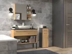 Autres JOKKE - Meuble salle de bain 1 porte + 1 tiroir - 30x30x85cm - Colonne basse rangement SDB* Colonne De Salle De Bains