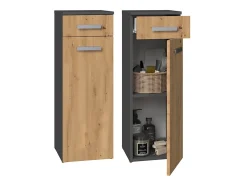 Autres JOKKE - Meuble salle de bain 1 porte + 1 tiroir - 30x30x85cm - Colonne basse rangement SDB* Colonne De Salle De Bains
