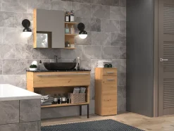 Autres JOKKE - Meuble salle de bain 1 porte + 1 tiroir - 30x30x85cm - Colonne basse rangement SDB* Colonne De Salle De Bains