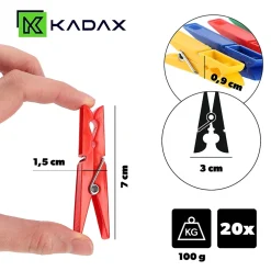 Kadax Vêtements Vêtements Vêtements Pinces à Linge 20pcs Plastique Coloré* Etendoir À Linge