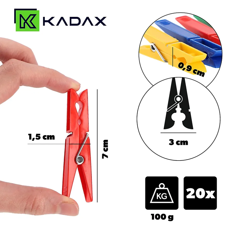 Kadax Vêtements Vêtements Vêtements Pinces à Linge 20pcs Plastique Coloré* Etendoir À Linge