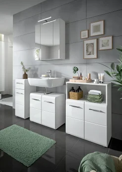 Chb Collection Kai - Armoire sous lavabo (L/H/P : 60x54x32 cm) en mélaminé blanc* Meuble Sous Lavabo