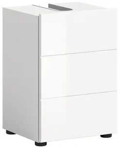 Chb Collection Kai - Meuble sous-lavabo (L/H/P : 38x56x34 cm) en blanc mélaminé et blanc brillant thermoformé* Meuble Sous Lavabo