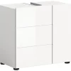 Chb Collection Kai - Meuble sous-lavabo (L/H/P : 60x56x34 cm) en mélamine blanche et blanc brillant profond