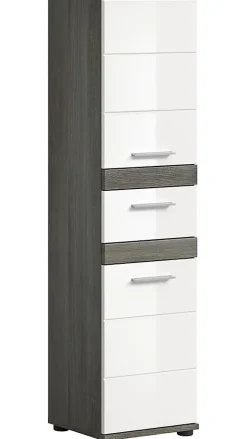 Chb Collection Kaleb - Colonne basse en mélaminé blanc et argenté (L/H/P : 35x137x31 cm)