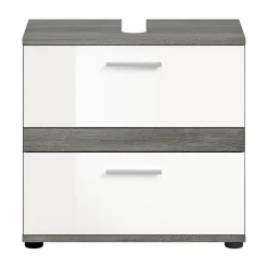 Chb Collection Kaleb - Meuble sous-lavabo en mélaminé blanc et argenté (L/H/P : 60x57x34 cm)* Meuble Sous Lavabo