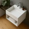 Ambra KARAE - Lave-mains carré suspendu - Design Elégant et Raffiné - Solide et Robuste - Entretien Facile - Blanc - 33 x 33 x 25 cm