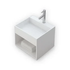 Ambra KARAE - Lave-mains carré suspendu - Design Elégant et Raffiné - Solide et Robuste - Entretien Facile - Blanc - 33 x 33 x 25 cm