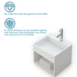 Ambra KARAE - Lave-mains carré suspendu - Design Elégant et Raffiné - Solide et Robuste - Entretien Facile - Blanc - 33 x 33 x 25 cm