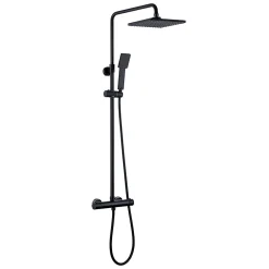 Kibath Colonne de douche thermostatique carrée 83-120 cm finition NOIR mat en laiton* Colonne De Douche Mécanique