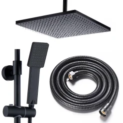 Kibath Colonne de douche thermostatique carrée 83-120 cm finition NOIR mat en laiton* Colonne De Douche Mécanique