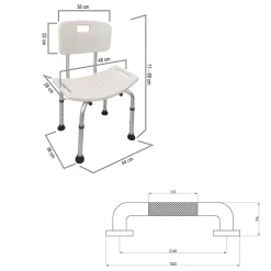 Kibath Pack chaise de douche et poignée de sécurité, finition chrome brillant, ABS