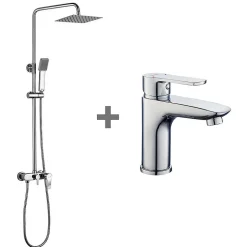 Kibath Pack colonne et robinet mitigeur NAD, finition chrome poli, en laiton* Colonne De Douche Mécanique