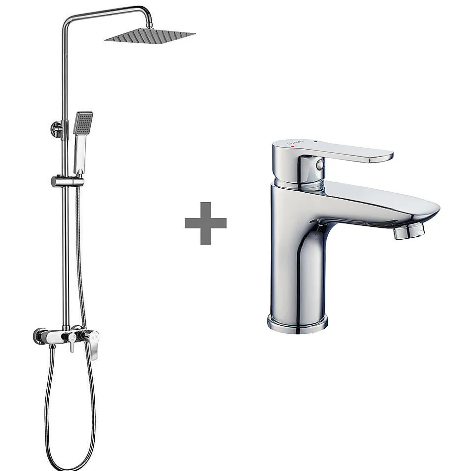 Kibath Pack colonne et robinet mitigeur NAD, finition chrome poli, en laiton* Colonne De Douche Mécanique