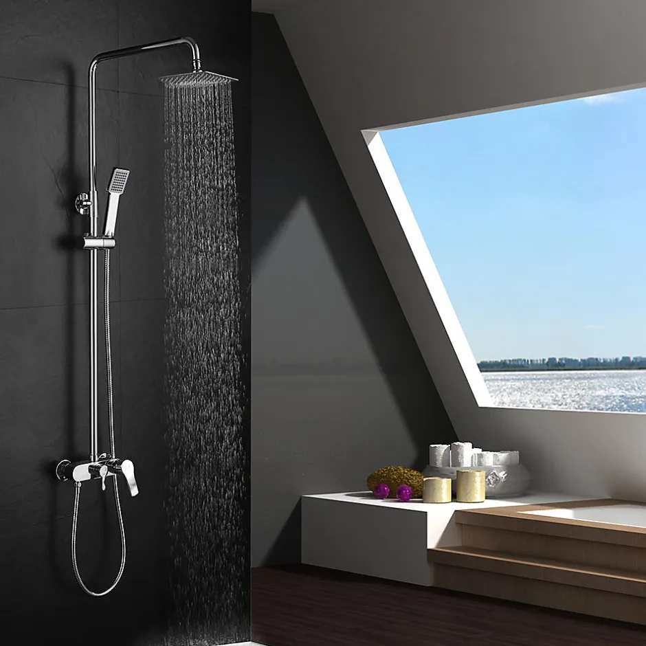 Kibath Pack colonne et robinet mitigeur NAD, finition chrome poli, en laiton* Colonne De Douche Mécanique