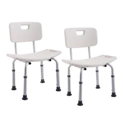 Kibath Pack de 2 sièges avec dossier carré, finition BLANC mat, en ABS* Siège De Douche