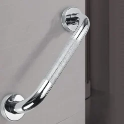 Kibath Poignée de sécurité antidérapante de 40 cm en acier inoxydable avec finition chromée brillante