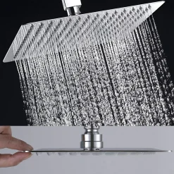 Kibath Pommeau de douche carré 20x20 cm, finition chrome poli, en laiton