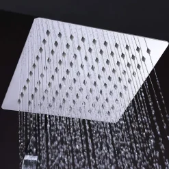 Kibath Pommeau de douche carré 20x20 cm, finition chrome poli, en laiton