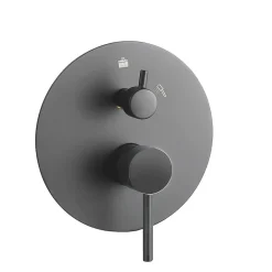 Kibath Robinet de douche encastré (robinet uniquement) rond à levier unique, finition GUN METAL mat en laiton* Robinet De Douche