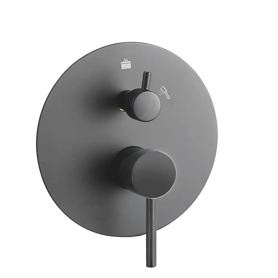 Kibath Robinet de douche encastré (robinet uniquement) rond à levier unique, finition GUN METAL mat en laiton* Robinet De Douche