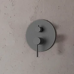 Kibath Robinet de douche encastré (robinet uniquement) rond à levier unique, finition GUN METAL mat en laiton* Robinet De Douche