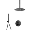Kibath Robinet de douche monocommande rond VAL pour montage au plafond avec finition noir mat en laiton* Robinet De Douche