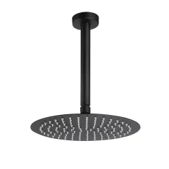 Kibath Robinet de douche monocommande rond VAL pour montage au plafond avec finition noir mat en laiton* Robinet De Douche
