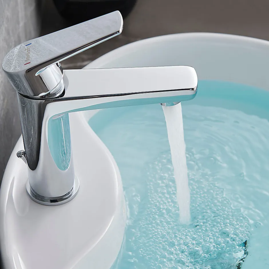 Kibath Robinet de lavabo monocommande ASTRO, ouverture à froid, finition chrome poli, en laiton* Robinet De Douche