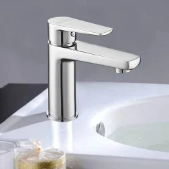 Kibath Robinet de lavabo monocommande ASTRO, ouverture à froid, finition chrome poli, en laiton* Robinet De Douche