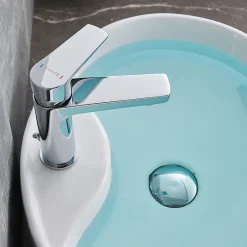 Kibath Robinet de lavabo monocommande ASTRO, ouverture à froid, finition chrome poli, en laiton* Robinet De Douche