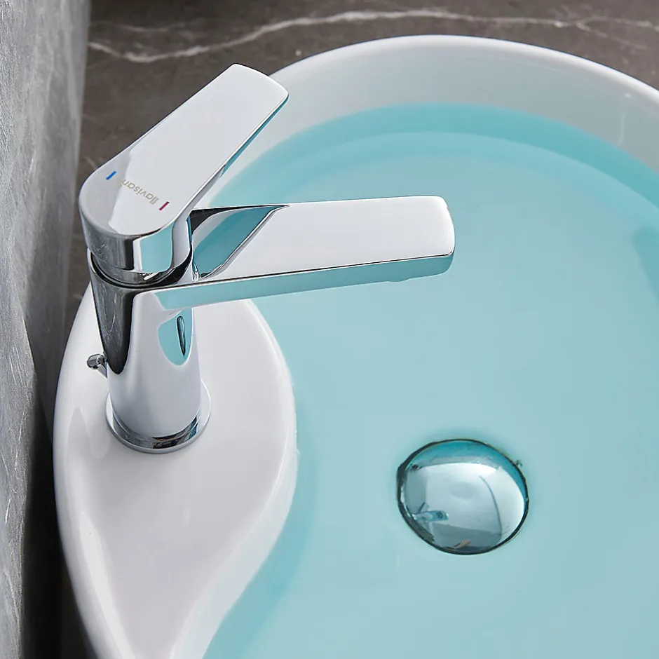 Kibath Robinet de lavabo monocommande ASTRO, ouverture à froid, finition chrome poli, en laiton* Robinet De Douche