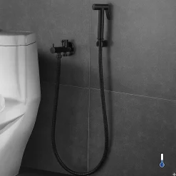 Kibath Robinet WC 1 eau HYGIÈNE INTIME, NOIR MAT, en laiton