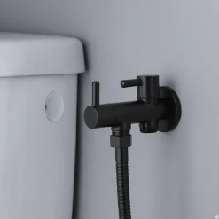 Kibath Robinet WC 1 eau HYGIÈNE INTIME, NOIR MAT, en laiton
