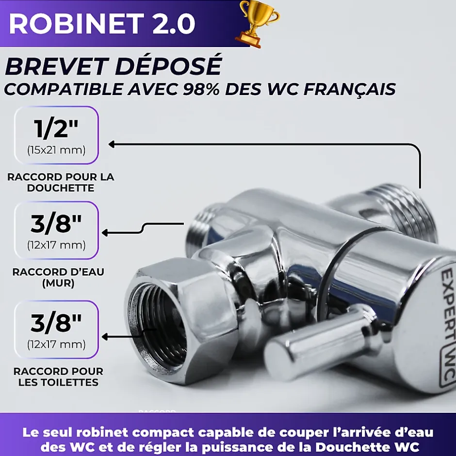 Magnifiak Kit Complet Toilette WC Japonaise Autonettoyante Robinet 3 Voies Inclu (Brevet Déposé) - Bidet Japonais Jet réglable