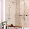 Kobert-in Kit de 2 Panneaux d'Habillage Décoratif Mural Douche, L120xl120x0.4 cm, finition marbre beige, Sabana KOBERTIN