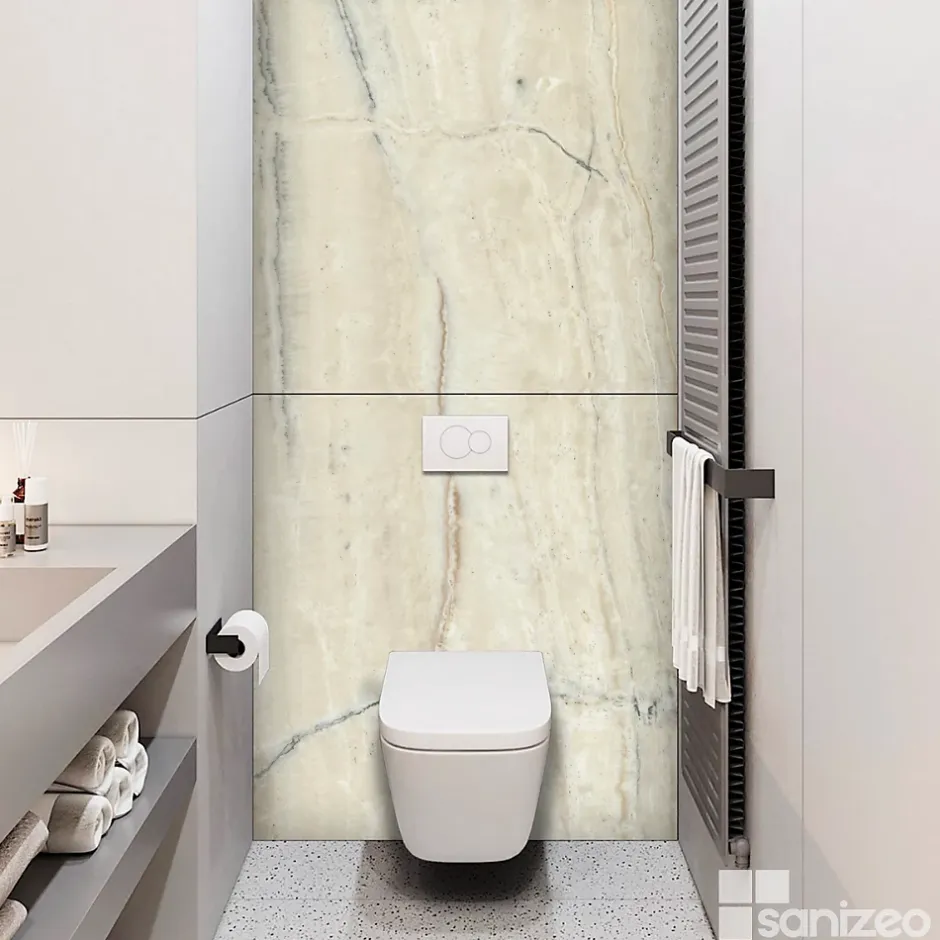 Kobert-in Kit de 2 Panneaux Habillage WC suspendu , L120xl120x0.4 cm, finition marbre beige, Sabana KOBERTIN
